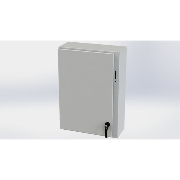 2 Point Latch with Padlock Handle Electrical Enclosures, 36 in H, 10 in D, 25.38 in W, Carbon Steel